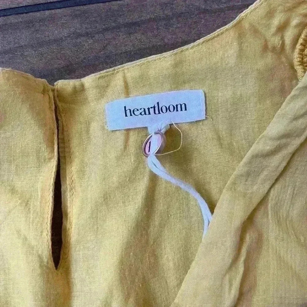 Heartloom Halia Dress NWOT Midi Women’s XS Yellow Tiered Wrap Puff Sleeve Yellow - Picture 4 of 7